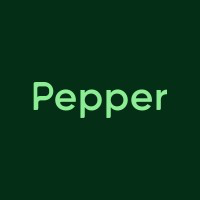 The Pepper logo, dark green background with light green text